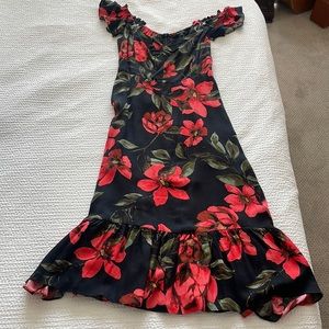 Olivaceous floral dress